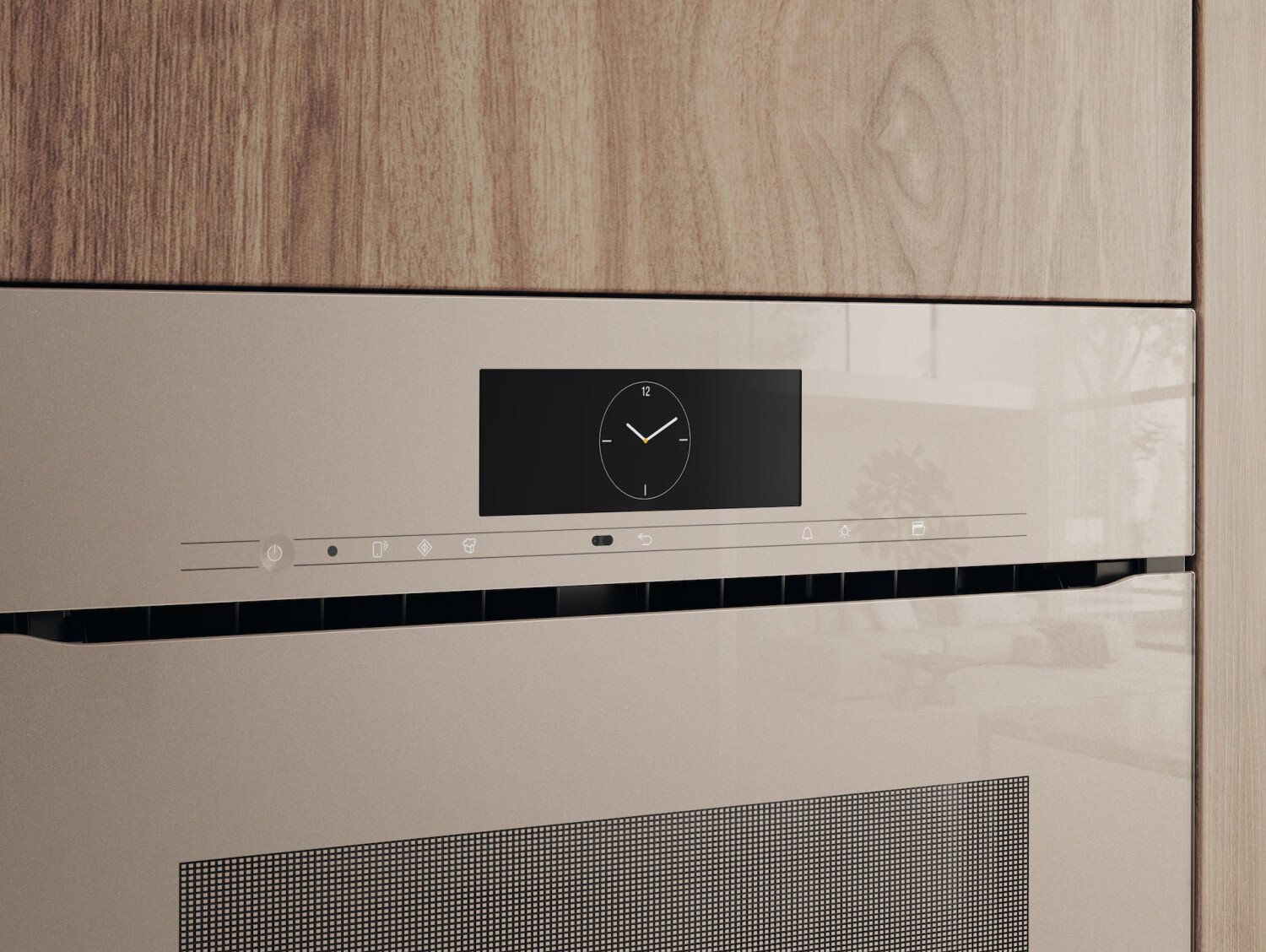 Духовой шкаф с СВЧ с фасадом без ручек Miele H 7840 BMX бежевый перламутровый